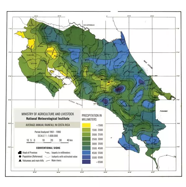 Costa rica average rainfall graphic